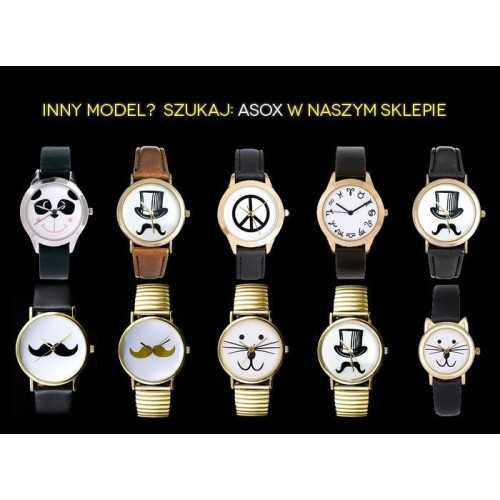 ZEGAREK DAMSKI MUSTACHE - WĄSY - asox (zx548) - TA-1019