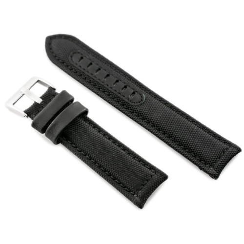 Pasek skórzany do zegarka W34 - PREMIUM - czarny/czarne - 26mm - TA-18427