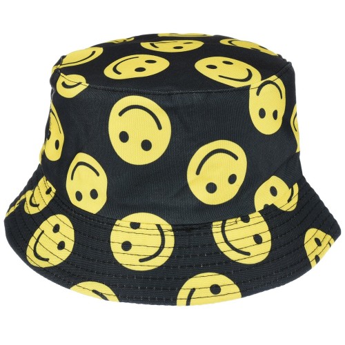Smile Na Czerni Dwustronny Kapelusz Dziecięcy Bucket Hat Kap-Md - HH-11119