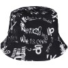 Czarny Kapelusz Dwustronny Bucket Hat Wędkarski Modny Moro Kap-M-49 - HH-11135