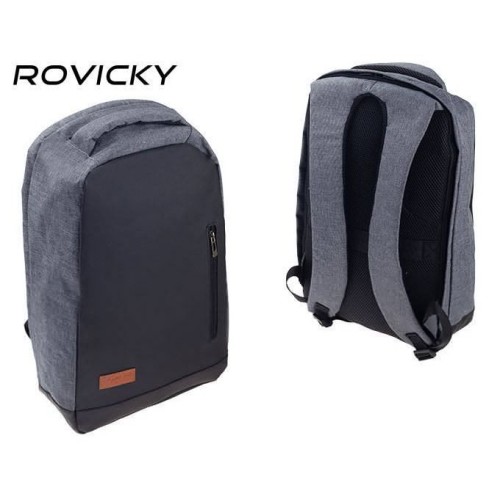 Szary Plecak Na Laptopa Lekki Sportowy Materiałowy Pojemny Duży Rovicky Nb9750 - HH-11190