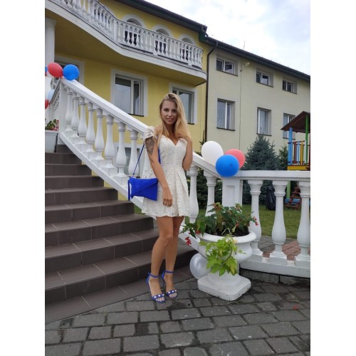 Niebieski Jeans Zamszowa Skórzana Włoska Damska Torebka Kopertówka N12 - HH-16861