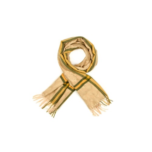Beżowy Bawełniany Duży Szalik Damski Ciepły Szal Elegancki D09 - HH-7132