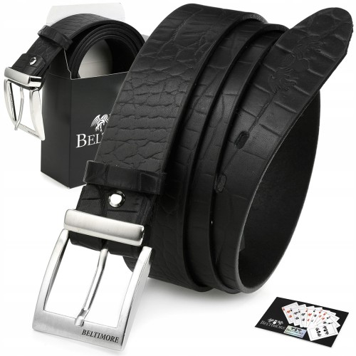 Beltimore Skórzany Pasek Do Spodni Szeroki Licowy W86 - HH-8059