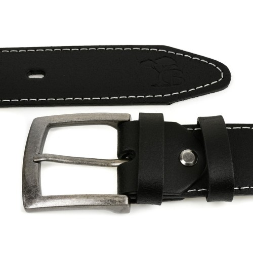 Czarny Skórzany Pasek Męski, Szeroki Pasek Skórzany 4Cm Beltimore A31 - HH-8309