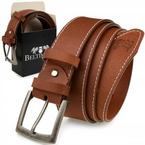 Pasek Męski Skórzany Klamra 4 Cm Brązowy Beltimore A34 - HH-8310