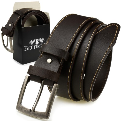 Pasek Męski Skórzany Klamra 4 Cm Ciemny Bąz Beltimore A35 - HH-8312