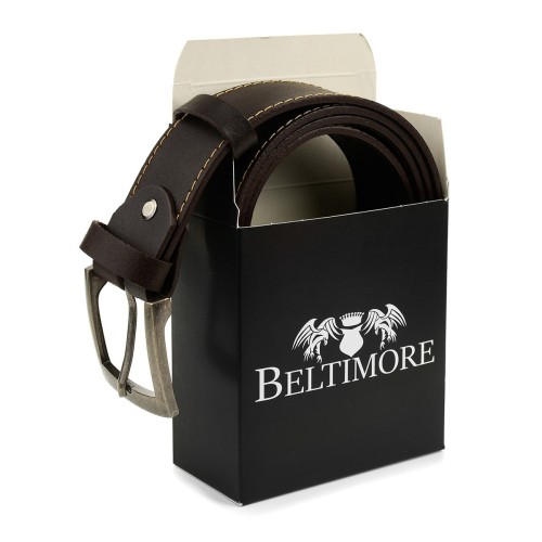 Pasek Męski Skórzany Klamra 4 Cm Ciemny Bąz Beltimore A35 - HH-8312