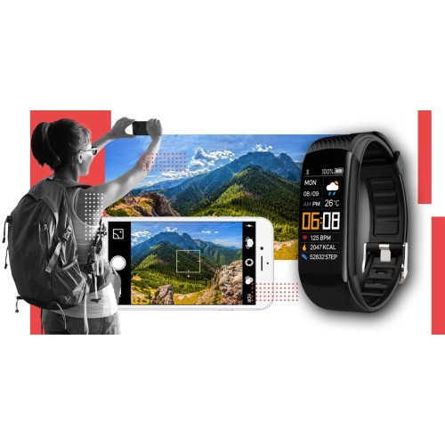 Smartband Giewont Fit&GO Duo GW200-1 - Black + Pasek Alert Red - 4981