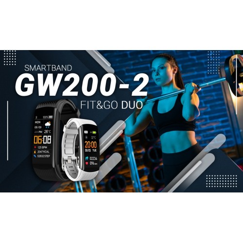 Smartband Giewont Fit&GO Duo GW200-2 - Black + Pasek Ice White - 4982