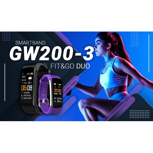 Smartband Giewont Fit&GO Duo GW200-3 - Black + Pasek Flora Violet - 4983