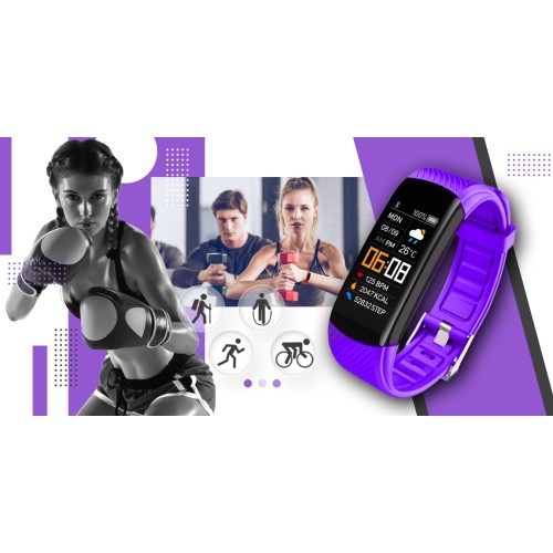 Smartband Giewont Fit&GO Duo GW200-3 - Black + Pasek Flora Violet - 4983