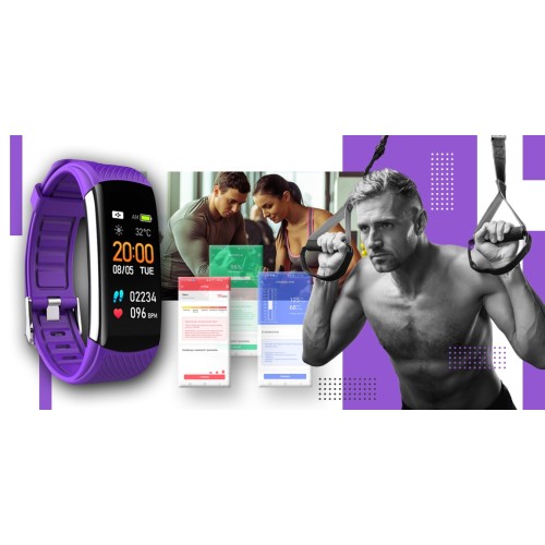 Smartband Giewont Fit&GO Duo GW200-3 - Black + Pasek Flora Violet - 4983