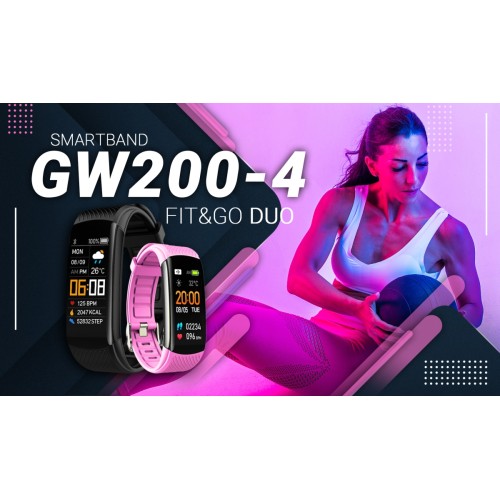 Smartband Giewont Fit&GO Duo GW200-4 - Black + Pasek Think Pink - 4984