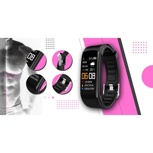 Smartband Giewont Fit&GO Duo GW200-4 - Black + Pasek Think Pink - 4984