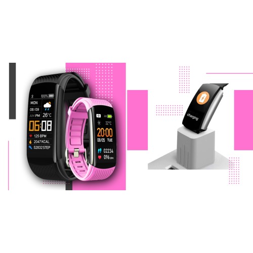 Smartband Giewont Fit&GO Duo GW200-4 - Black + Pasek Think Pink - 4984