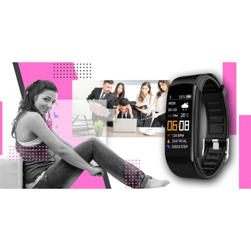 Smartband Giewont Fit&GO Duo GW200-4 - Black + Pasek Think Pink - 4984