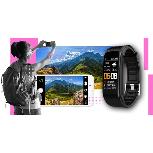 Smartband Giewont Fit&GO Duo GW200-4 - Black + Pasek Think Pink - 4984