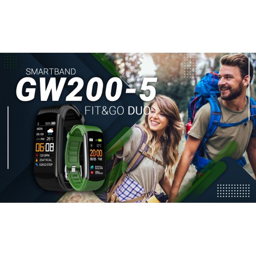 Smartband Giewont Fit&GO Duo GW200-5 - Black + Pasek Go Green - 4985