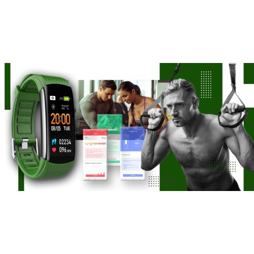 Smartband Giewont Fit&GO Duo GW200-5 - Black + Pasek Go Green - 4985