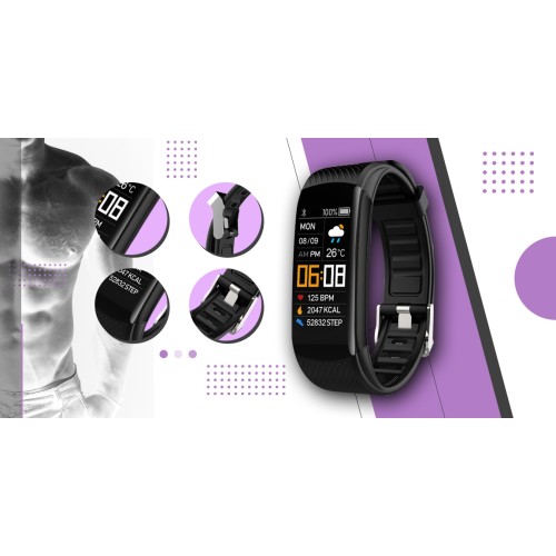 Smartband Giewont Fit&GO Duo GW200-8 - Black + Pasek Touch of Lavender - 5184