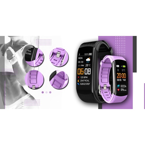 Smartband Giewont Fit&GO Duo GW200-8 - Black + Pasek Touch of Lavender - 5184