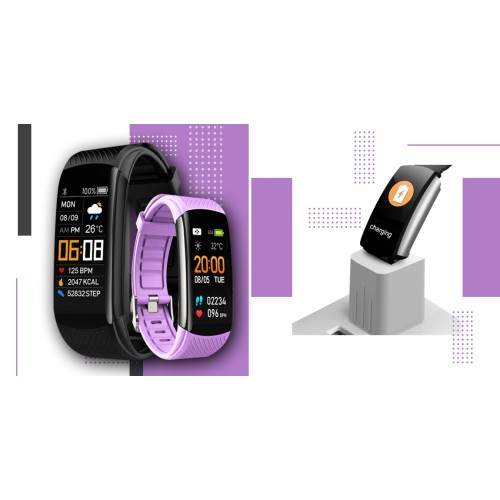 Smartband Giewont Fit&GO Duo GW200-8 - Black + Pasek Touch of Lavender - 5184
