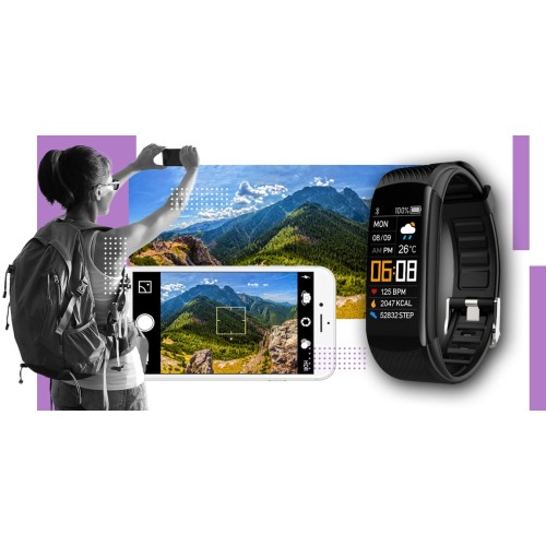 Smartband Giewont Fit&GO Duo GW200-8 - Black + Pasek Touch of Lavender - 5184