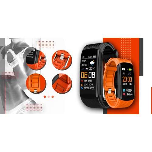 Smartband Giewont Fit&GO Duo GW200-9 - Black + Pasek Orange Power - 5185