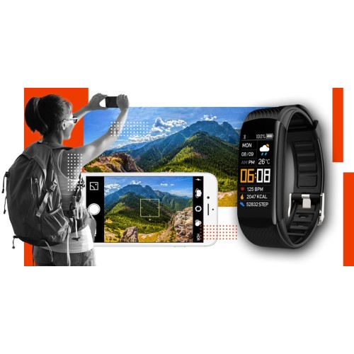Smartband Giewont Fit&GO Duo GW200-9 - Black + Pasek Orange Power - 5185