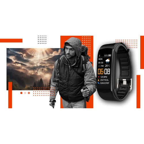 Smartband Giewont Fit&GO Duo GW200-9 - Black + Pasek Orange Power - 5185