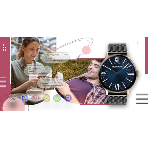 Smartwatch Giewont Supernova SmartCall GW330-4 Black Shine/Powder Pink - 6207