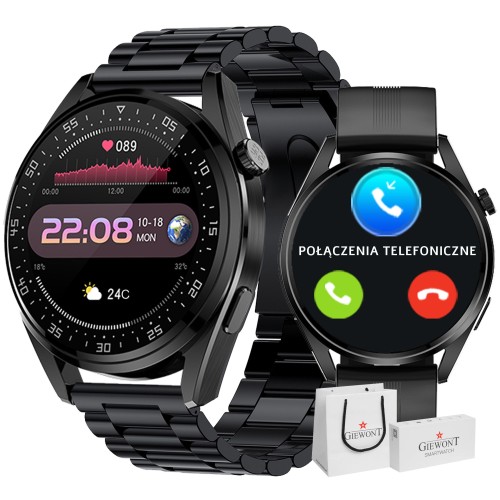 Smartwatch Giewont Vertex SmartCall GW450-1 Carbon/Carbon Silikon - 6330