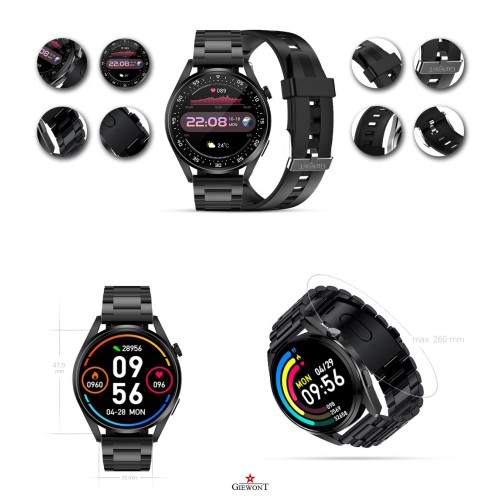 Smartwatch Giewont Vertex SmartCall GW450-1 Carbon/Carbon Silikon - 6330