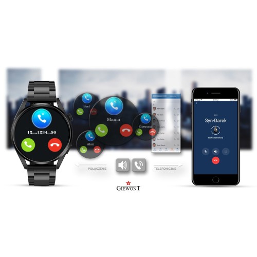 Smartwatch Giewont Vertex SmartCall GW450-1 Carbon/Carbon Silikon - 6330