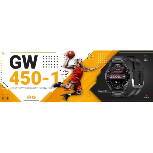 Smartwatch Giewont Vertex SmartCall GW450-1 Carbon/Carbon Silikon - 6330