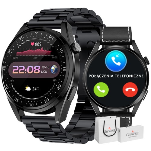 Smartwatch Giewont Vertex SmartCall GW450-2 Carbon/Carbon Leather - 6329