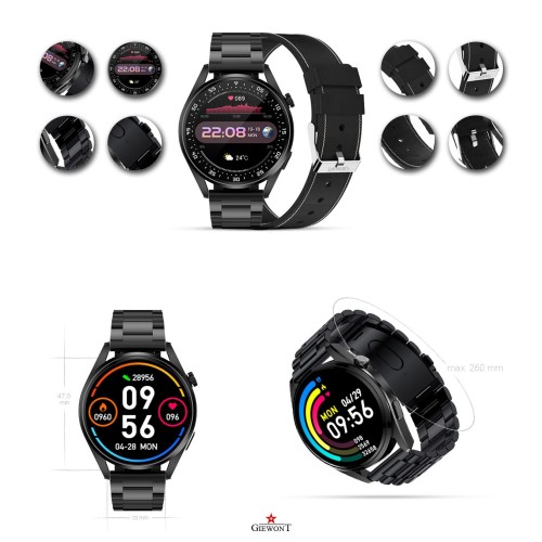 Smartwatch Giewont Vertex SmartCall GW450-2 Carbon/Carbon Leather - 6329