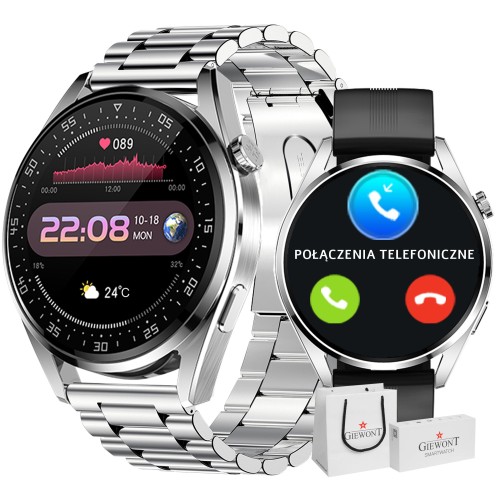 Smartwatch Giewont Vertex SmartCall GW450-4 Silver/Carbon Silikon - 6327