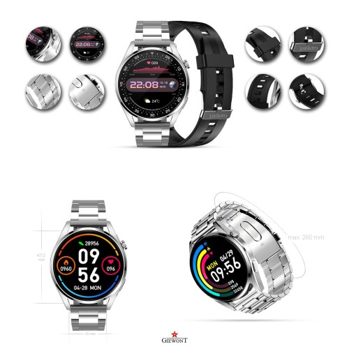 Smartwatch Giewont Vertex SmartCall GW450-4 Silver/Carbon Silikon - 6327