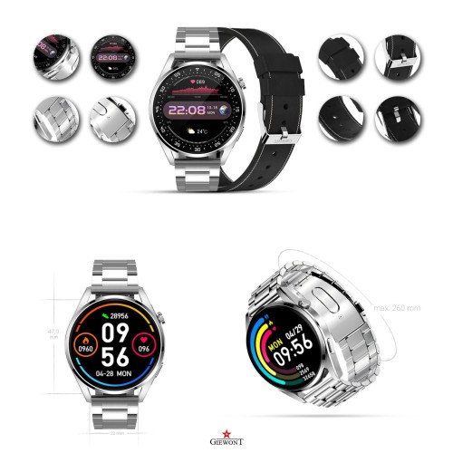 Smartwatch Giewont Vertex SmartCall GW450-5 Silver/Carbon Leather - 6326