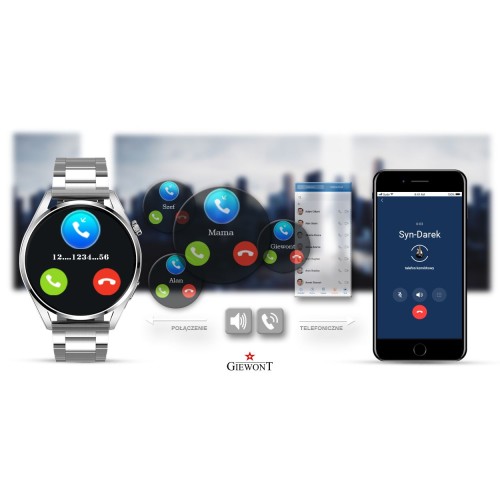 Smartwatch Giewont Vertex SmartCall GW450-6 Silver/Brown Leather - 6325