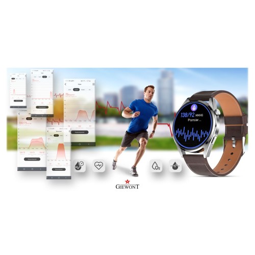 Smartwatch Giewont Vertex SmartCall GW450-6 Silver/Brown Leather - 6325