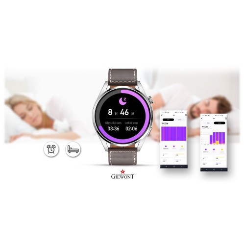 Smartwatch Giewont Vertex SmartCall GW450-6 Silver/Brown Leather - 6325
