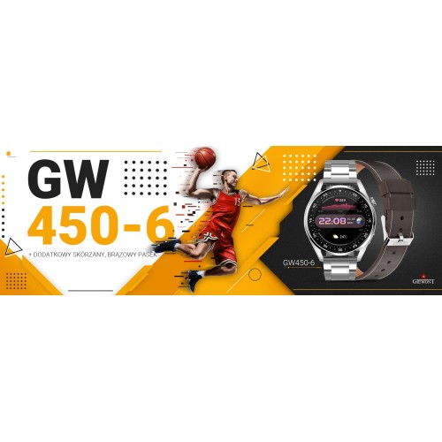 Smartwatch Giewont Vertex SmartCall GW450-6 Silver/Brown Leather - 6325