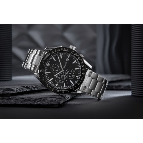 Zegarek Męski Giewont PrimeChrono GW8620-1 Chronograf Silver/Black - 6374