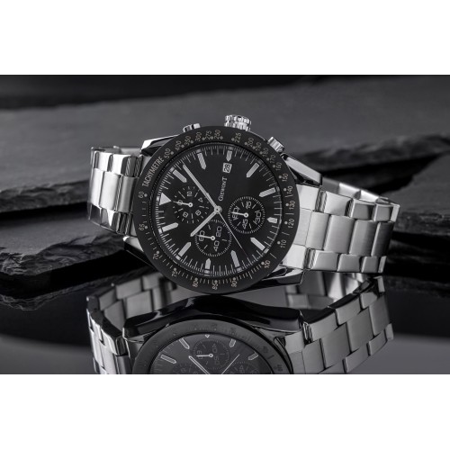Zegarek Męski Giewont PrimeChrono GW8620-1 Chronograf Silver/Black - 6374