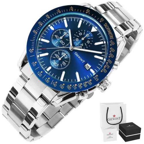 Zegarek Męski Giewont PrimeChrono GW8620-2 Chronograf Silver/Blue - 6373