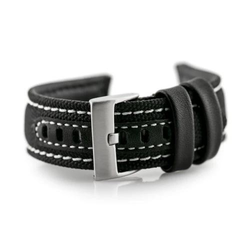 Pasek skórzany do zegarka W34 - PREMIUM - czarny/białe - 26mm - TA-18426