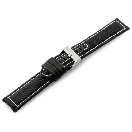 Pasek skórzany do zegarka W34 - PREMIUM - czarny/białe - 26mm - TA-18426